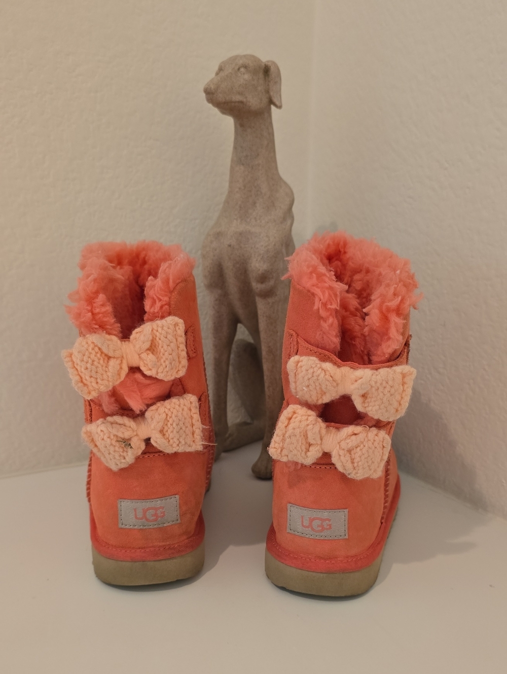 UGG Kids Coral Bow Back Plush-Lined Boots